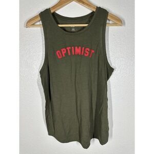 Old Navy Active Tank Top Mens Large Olive Green Optimist Graphic Go-Dry Athletic